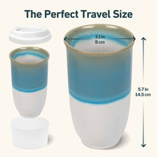 Load image into Gallery viewer, Nova Ceramics Travel Mugs - Lagoon Ceramic Travel Cup – 16oz with Lid &amp; Sleeve

