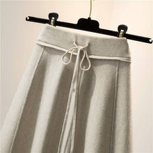 Load image into Gallery viewer, Solid Color High Waist A-Line Pleated Long Knitted Skirt
