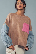 Load image into Gallery viewer, Denim Sleeve Color Blocked Sweater : IVORY / S/M-3:M/L-3

