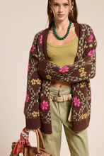 Load image into Gallery viewer, Mimosa - Retro Floral Print Fuzzy Knit Cardigan
