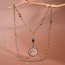 Load image into Gallery viewer, Mia Accessories - Boho Long Beaded Chain Link Necklace, Glass Crystal Round Pendant - 6302

