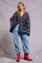 Load image into Gallery viewer, Mimosa - Retro Floral Print Fuzzy Knit Cardigan
