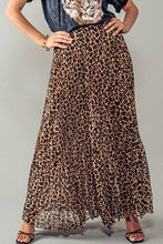 Load image into Gallery viewer, LEOPARD ANIMAL PRINT PLEATED MIDI SKIRT: LEOPARD / S-2/M-2/L-2
