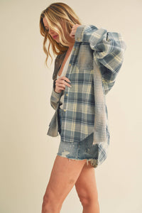 8376EN Kambrie Plaid Shirt: Blue Multi / Contemporary / L