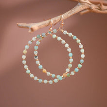 Load image into Gallery viewer, Mia Accessories - Natural Stone Beaded Circle Drop Earrings - 6115
