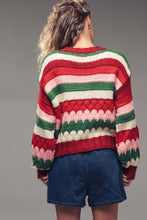 Load image into Gallery viewer, Urban Daizy - Chunky Holiday Stripe Sweater – Bold Multicolor Knit
