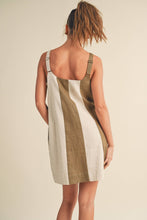 Load image into Gallery viewer, MIOU MUSE - D3367   COLOR BLOCK LINEN MINI DRESS
