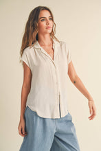 Load image into Gallery viewer, MIOU MUSE - MMT1194   BUTTON DOWN CAP SLEEVE SHIRTS
