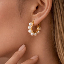 Load image into Gallery viewer, Mia Accessories - 18K Gold Plated Waterproof Stainless Steel Hoop Earrings - 7019
