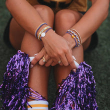 Load image into Gallery viewer, K'lani hair tie bracelets - "Game Day" Purple &amp; Yellow Hair Tie Bracelets
