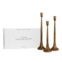 Load image into Gallery viewer, Sweet Water Decor - *NEW* Gold Cast Iron Taper Candle Holders, Set of 3
