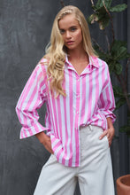 Load image into Gallery viewer, Urban Daizy - Oversized Stripe Button Down Collared Shirt
