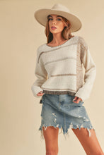 Load image into Gallery viewer, Mona Knit Stripe Pullover Sweater: White/Oat / L / Knit
