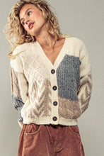 Load image into Gallery viewer, Urban Daizy - Patchwork Cable Knit V Neck Cardigan
