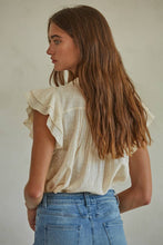 Load image into Gallery viewer, By Together - L6502 | Woven Cotton Linen Button V-Neck Short Sleeve Top
