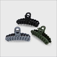 Load image into Gallery viewer, Eco-friendly Chain Claw Clip 3pc Set - Black/Moss
