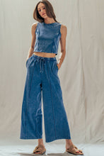 Load image into Gallery viewer, Urban Daizy - Mineral Wash Cotton Crop Tank &amp; Wide Leg Pant Set
