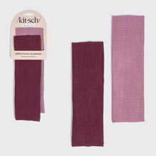 Load image into Gallery viewer, KITSCH - Recycled Fabric Ribbed Elastic Headbands 2pc Set - Cherry Lacquer &amp; Dusty Pink
