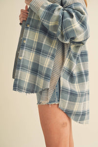 8376EN Kambrie Plaid Shirt: Blue Multi / Contemporary / L