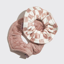 Load image into Gallery viewer, Microfiber Quick-Dry Towel Scrunchie 2PC- Terracotta Checker
